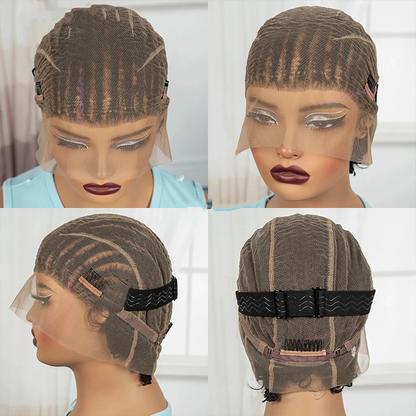 8" Short Cornrow Braided Bob Wigs  Full Lace Braided Wigs Unisex Cornrow Bob Wig