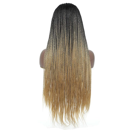 Black Gradient Gold Long Micro Braids Wig Headband Wigs Box Braided Wigs