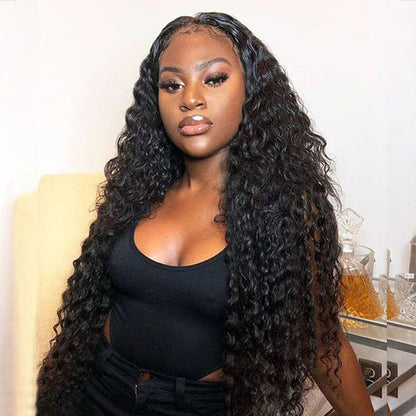 [Glueless Wig] 6X4&4X4 Pre-Cut Glueless Lace Closure Kinky Curly 3D Dome Cap 100%  Natural Color Wig