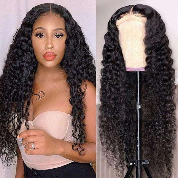 [Glueless Wig] 6X4&4X4 Pre-Cut Glueless Lace Closure Kinky Curly 3D Dome Cap 100%  Natural Color Wig