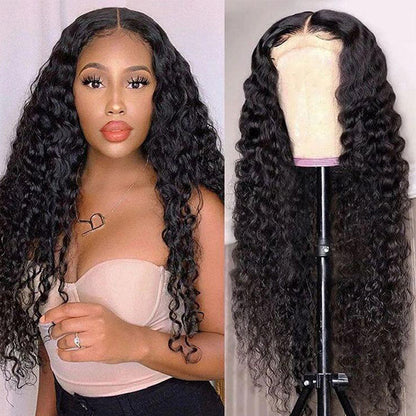 [Glueless Wig] 6X4&4X4 Pre-Cut Glueless Lace Closure Kinky Curly 3D Dome Cap 100%  Natural Color Wig
