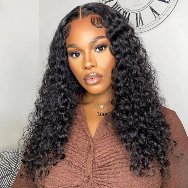 [Glueless Wig] 6X4&4X4 Pre-Cut Glueless Lace Closure Kinky Curly 3D Dome Cap 100%  Natural Color Wig