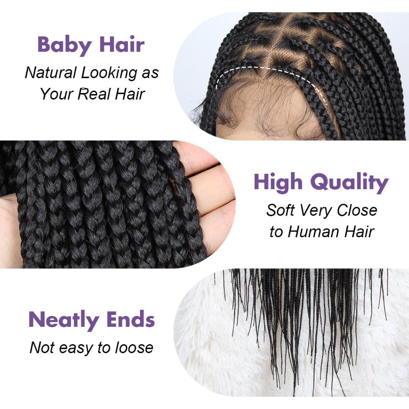 Knotless Box Braided Wigs Cornrow Braids 13x4 Front Lace Wigs