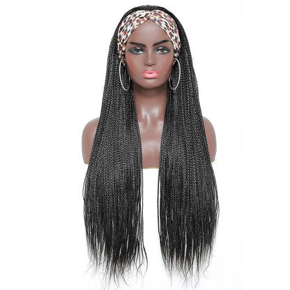 Black Long Micro Braids Wig Headband Wigs Box Braided Wigs