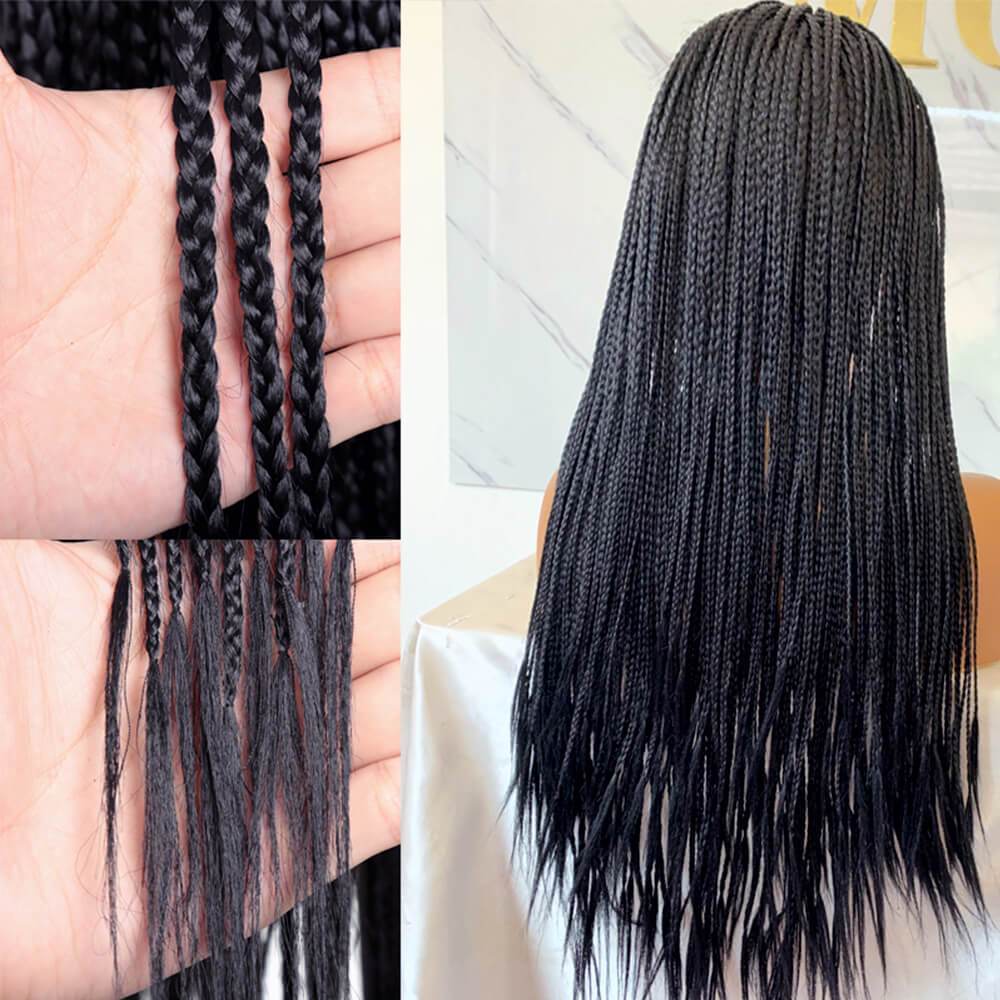 Black Color Long Micro Braids Wig Box Braided Wigs for Black Women