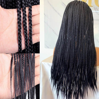 Black Color Long Micro Braids Wig Box Braided Wigs for Black Women