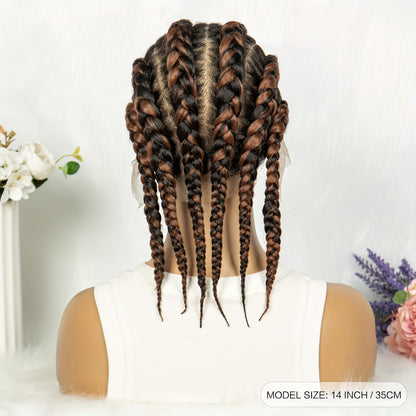 Elegant Full Lace Cornrow Braided Wig 14 Inch Short Hand-Braided Lace Front Wig