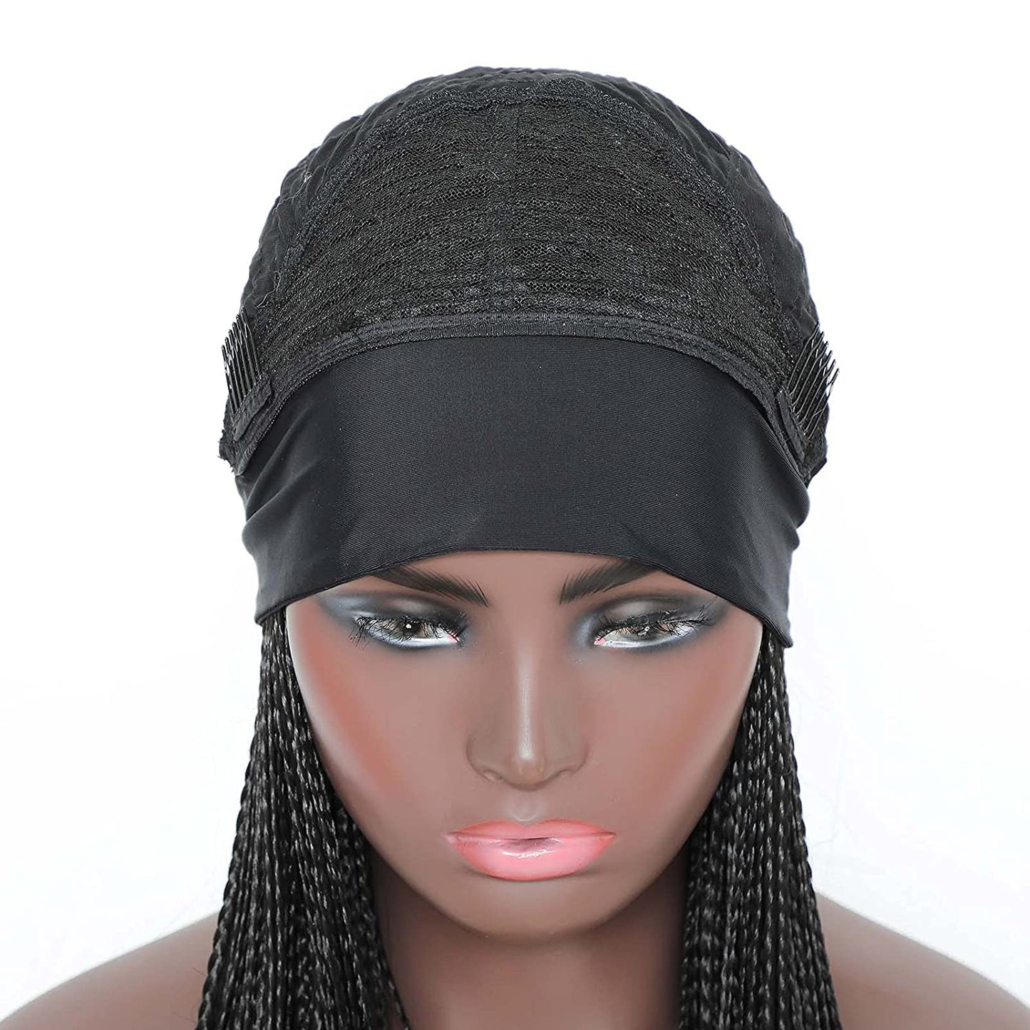 Black Long Micro Braids Wig Headband Wigs Box Braided Wigs