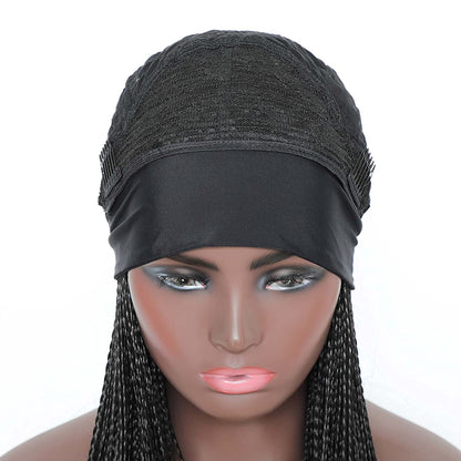 Black Long Micro Braids Wig Headband Wigs Box Braided Wigs