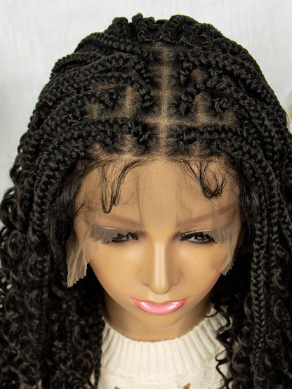 Handmade Woven Wavy Braided Full Lace Front Wig, 200% Density Breathable Lace Wig