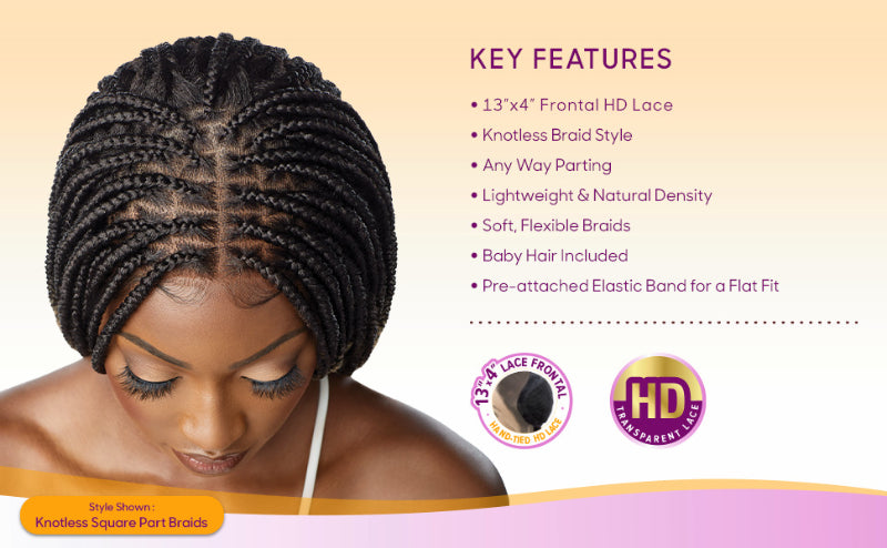 Knotless Box Braided Wigs Cornrow Braids 13x4 Front Lace Wigs