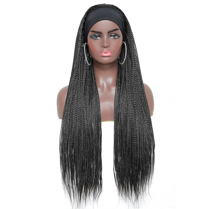 Black Long Micro Braids Wig Headband Wigs Box Braided Wigs