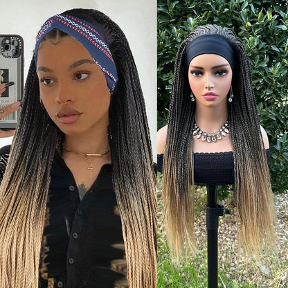 Black Long Micro Braids Wig Headband Wigs Box Braided Wig