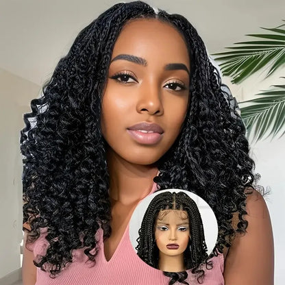 Handmade Woven Wavy Braided Full Lace Front Wig, 200% Density Breathable Lace Wig