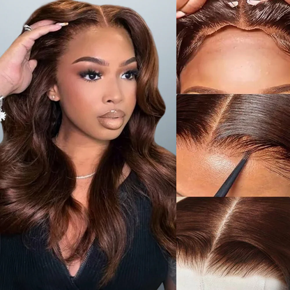 [Glueless Wig]  Hair Color Chocolate Brown Body Wave 4x4 & 5x5  Pre-cut Lace Ready To Go Glueless Wigs  Wigs