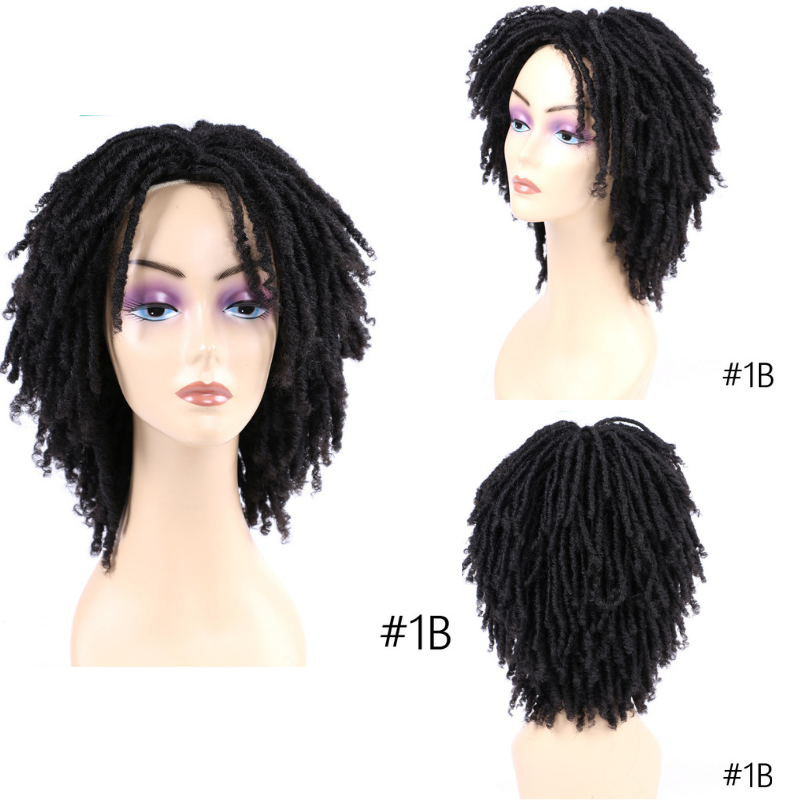 Dreadlock Wig Short Twist Wigs for Black Women Afro Curly Hair