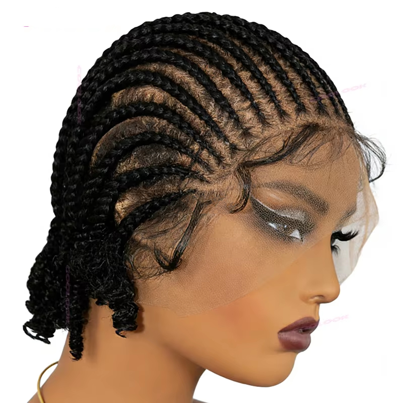 8" Short Cornrow Braided Bob Wigs  Full Lace Braided Wigs Unisex Cornrow Bob Wig