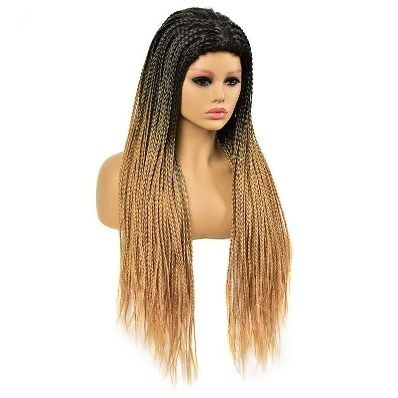 Black Mixed Gold Micro Braids Wig Box Braided Wigs