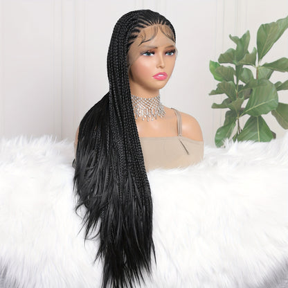Twist Box Braided Frontal Faux Locs Wigs 13X4 Lace Front Tribal Braiding Long Wig