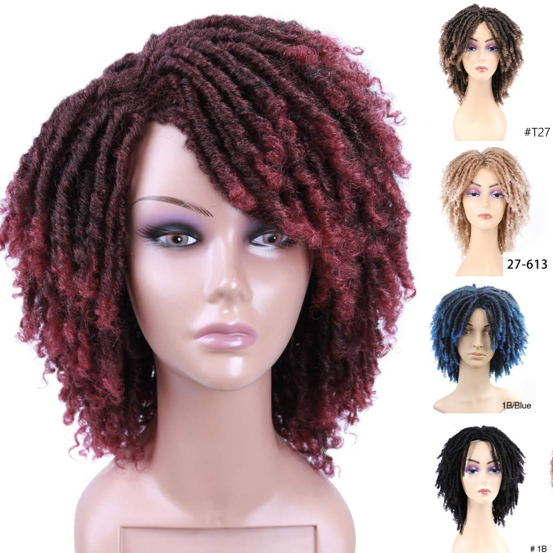 Dreadlock Wig Short Twist Wigs for Black Women Afro Curly Hair
