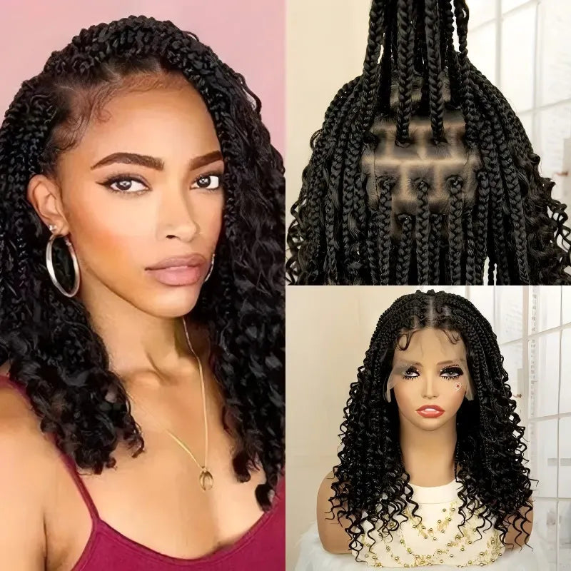 Handmade Woven Wavy Braided Full Lace Front Wig, 200% Density Breathable Lace Wig