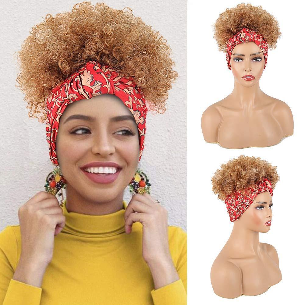 Hot Short Kinky Curly Wigs with Headband