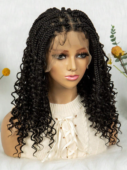 Handmade Woven Wavy Braided Full Lace Front Wig, 200% Density Breathable Lace Wig