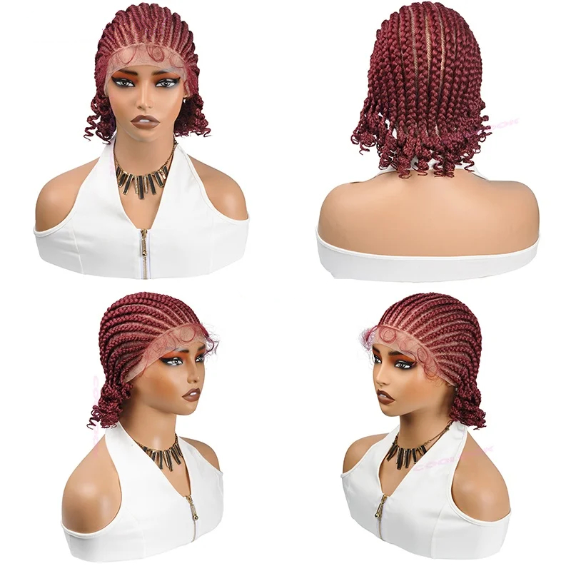 8" Short Cornrow Braided Bob Wigs  Full Lace Braided Wigs Unisex Cornrow Bob Wig