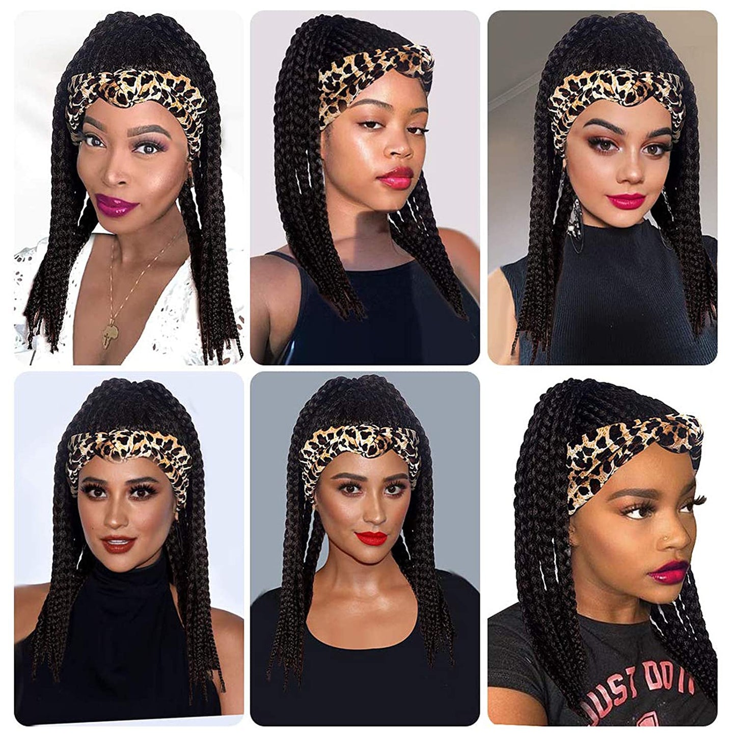 Hot Sexy Kinky Long Curly Braid Wig with Leopard Headband