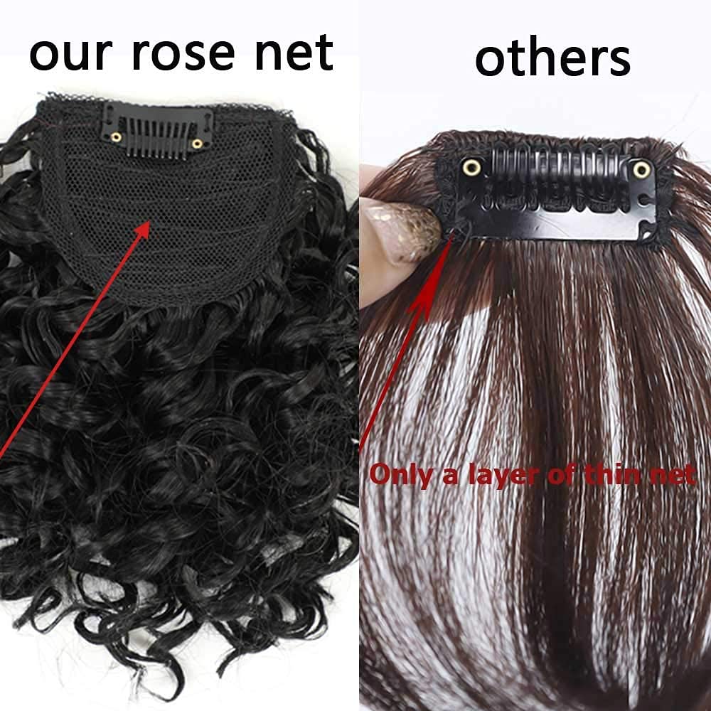 Kinky Curly Bangs Clip Natural Color Drawstring Ponytail