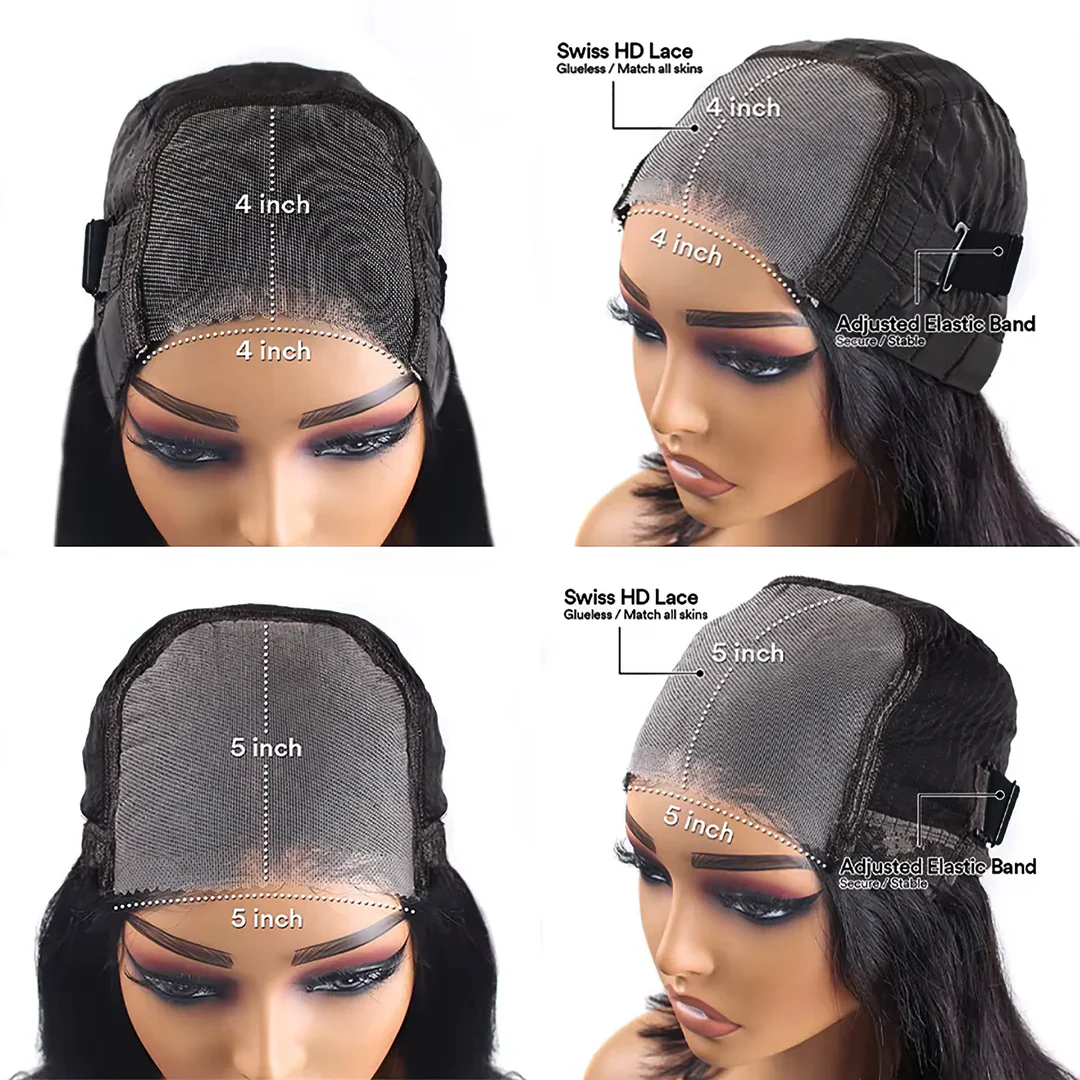 [Glueless Wig] Pre-cut 5x5 HD Invisible Lace Front Wigs Pre Plucked Body Wave Glueless  Wigs