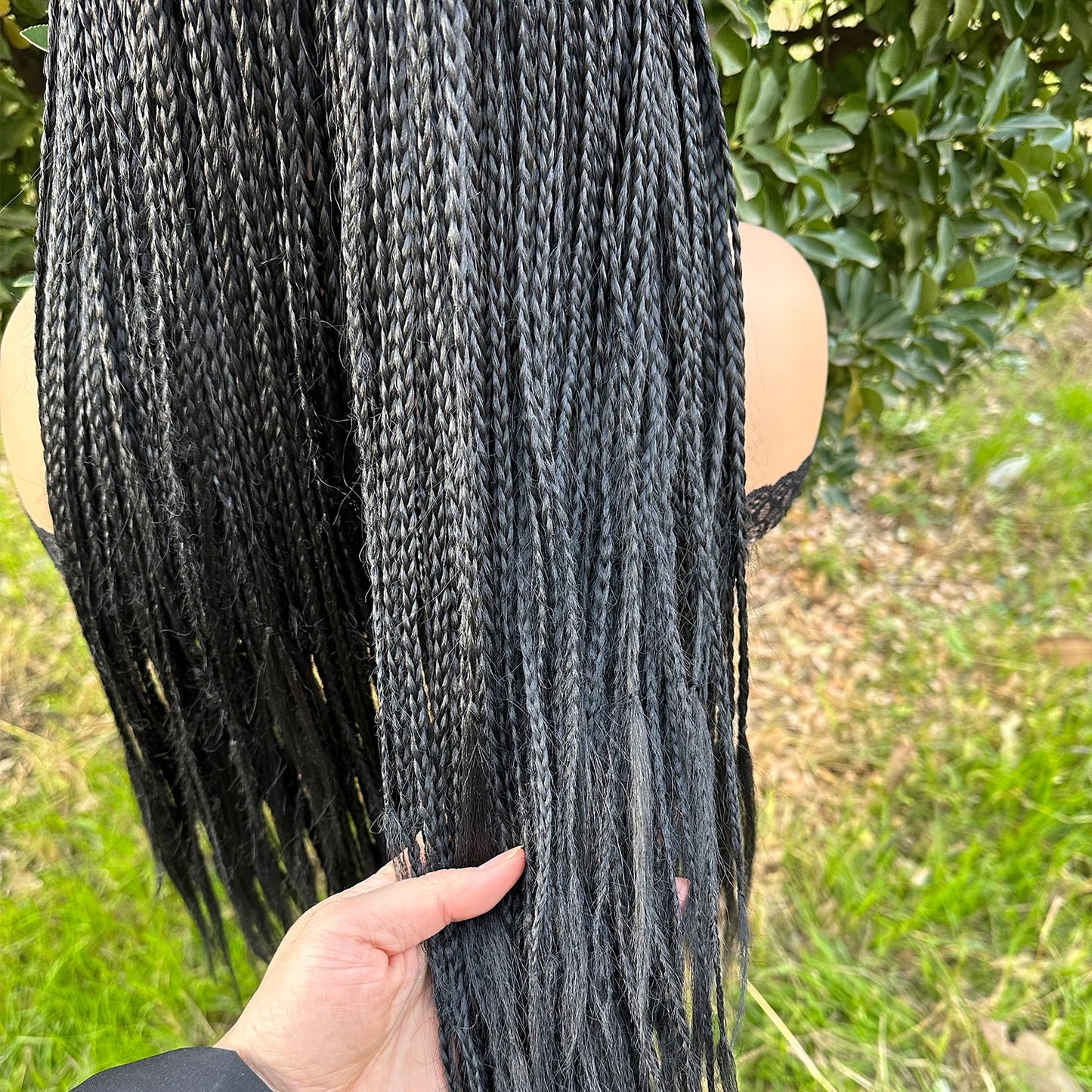Black Long Micro Braids Wig Headband Wigs Box Braided Wig