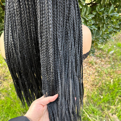 Black Long Micro Braids Wig Headband Wigs Box Braided Wig