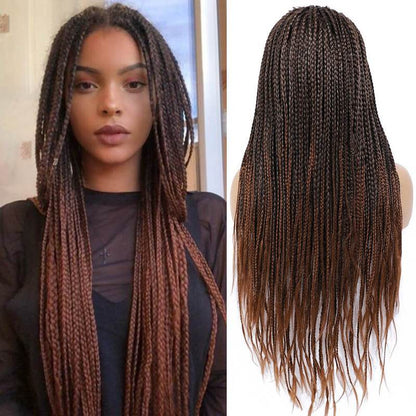 Black Mixed Light Brown Micro Braids Wig Box Braided Wigs
