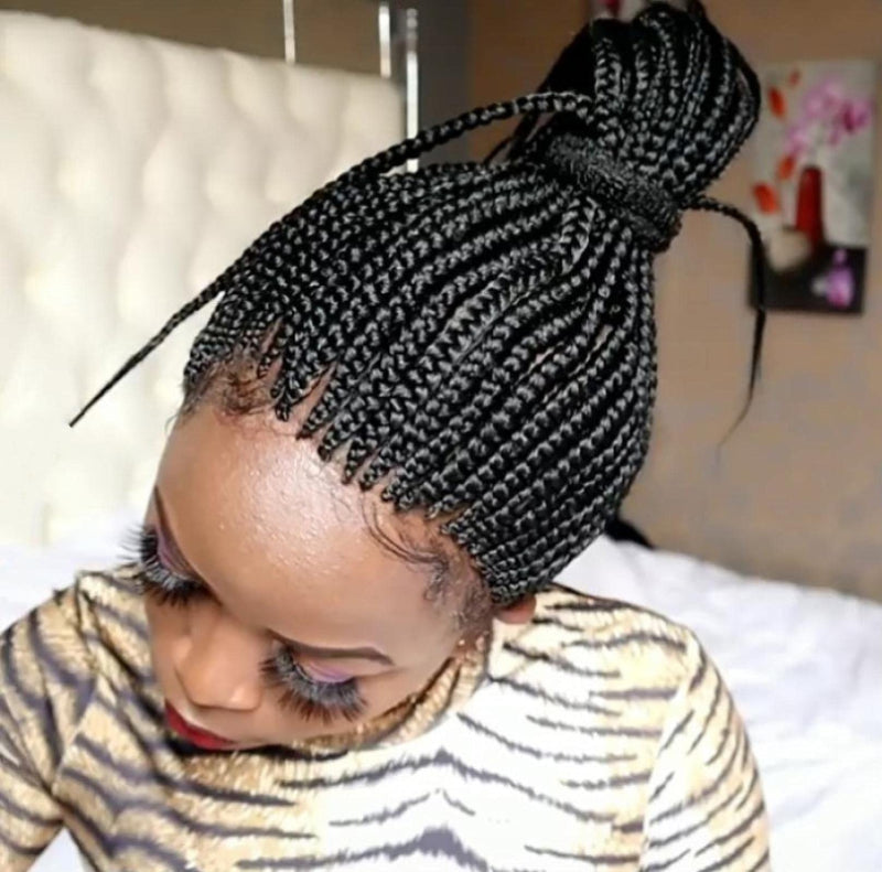African Braid Wig European and  Short Hair Stretch mesh Chemical Headgear Box Braids Wigs