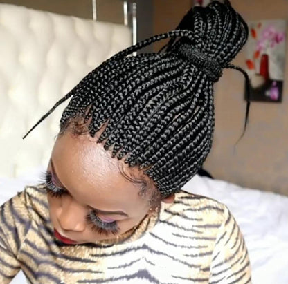 African Braid Wig European and  Short Hair Stretch mesh Chemical Headgear Box Braids Wigs