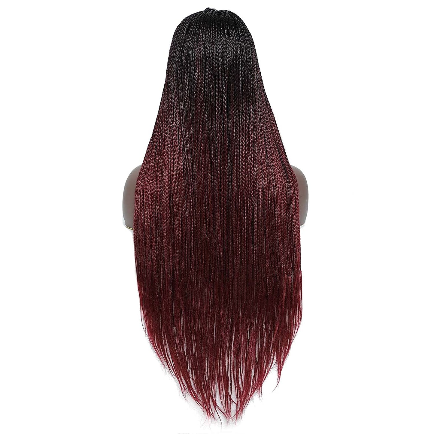 Burgundy Wine Red Long Micro Braids Wig Headband Wigs Box Braided Wigs