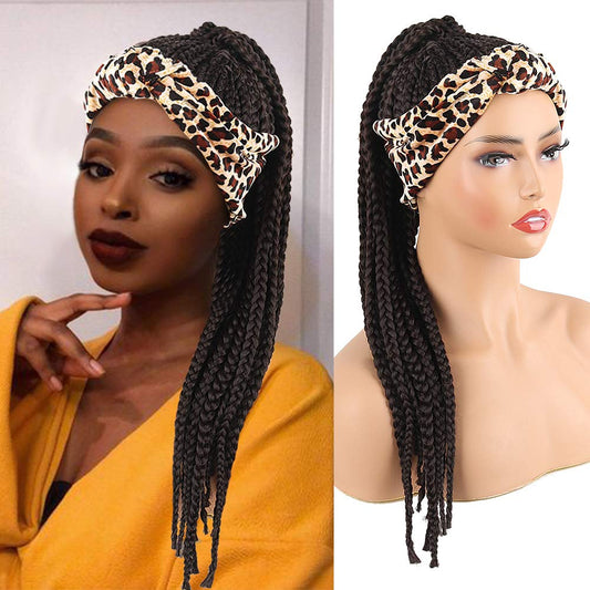 Hot Sexy Kinky Long Curly Braid Wig with Leopard Headband