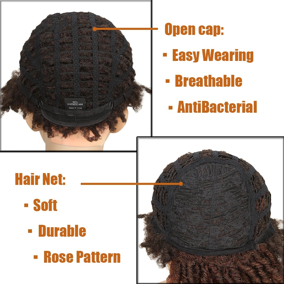 10 Inches Afro Kinky Curly Wig Short Dreadlock Wig With Bangs Crochet Wig for Black Women