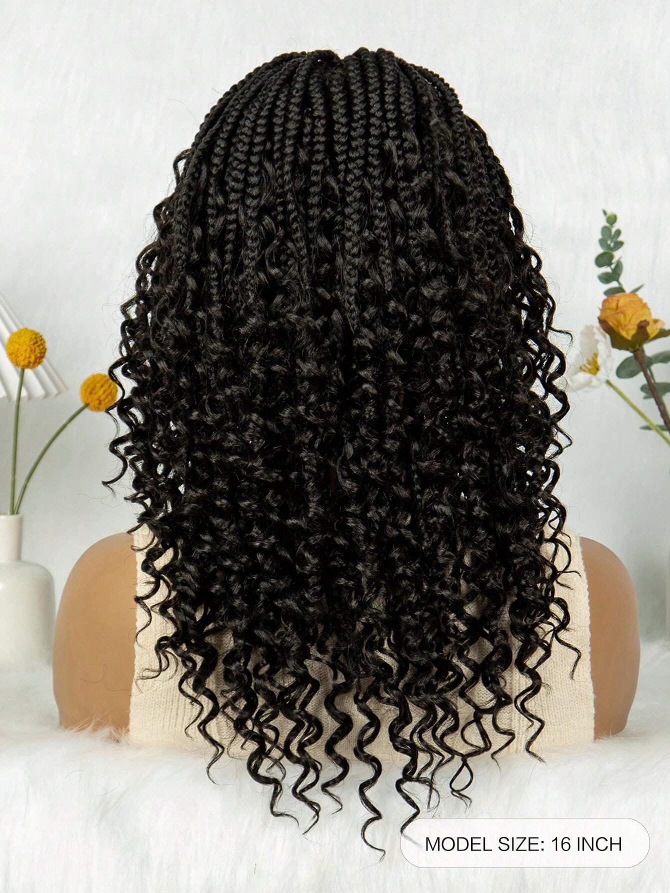 Handmade Woven Wavy Braided Full Lace Front Wig, 200% Density Breathable Lace Wig