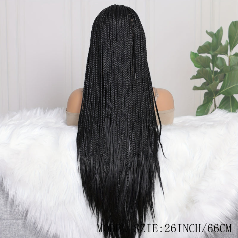 Twist Box Braided Frontal Faux Locs Wigs 13X4 Lace Front Tribal Braiding Long Wig