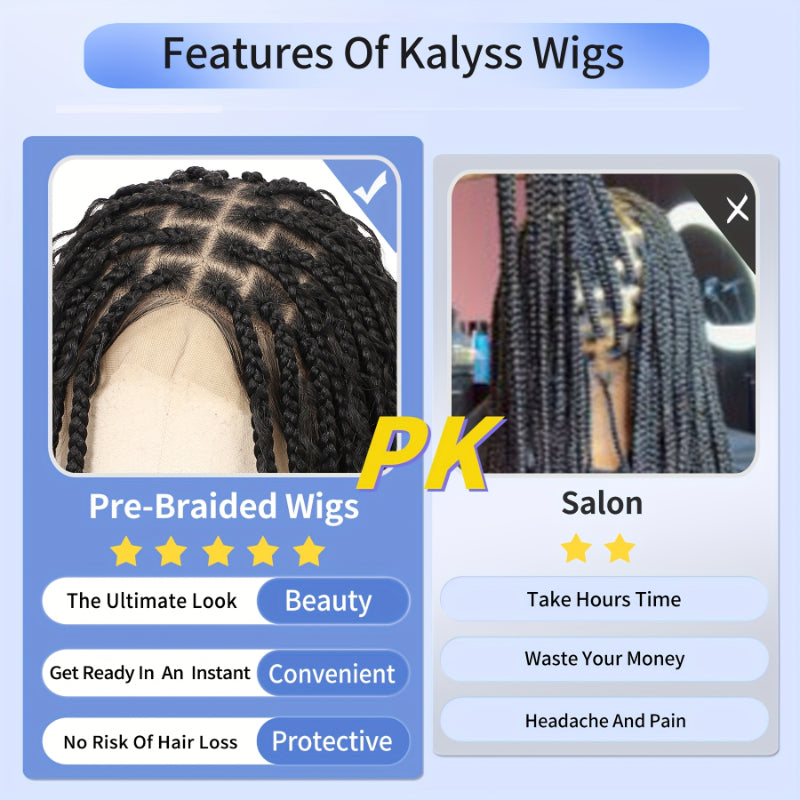 12-Inch Short Boho Braided Wigs for Women Featuring a Full Double Lace Knotless Design with Bohemian Curly Box Braids