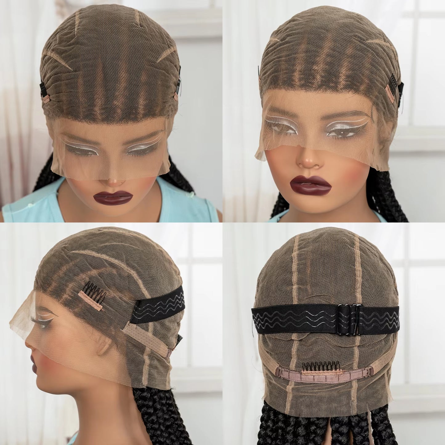 32In Full Lace Cornrow Braided Wigs Knotless Lace Frontal Braids Wig with Baby Hair