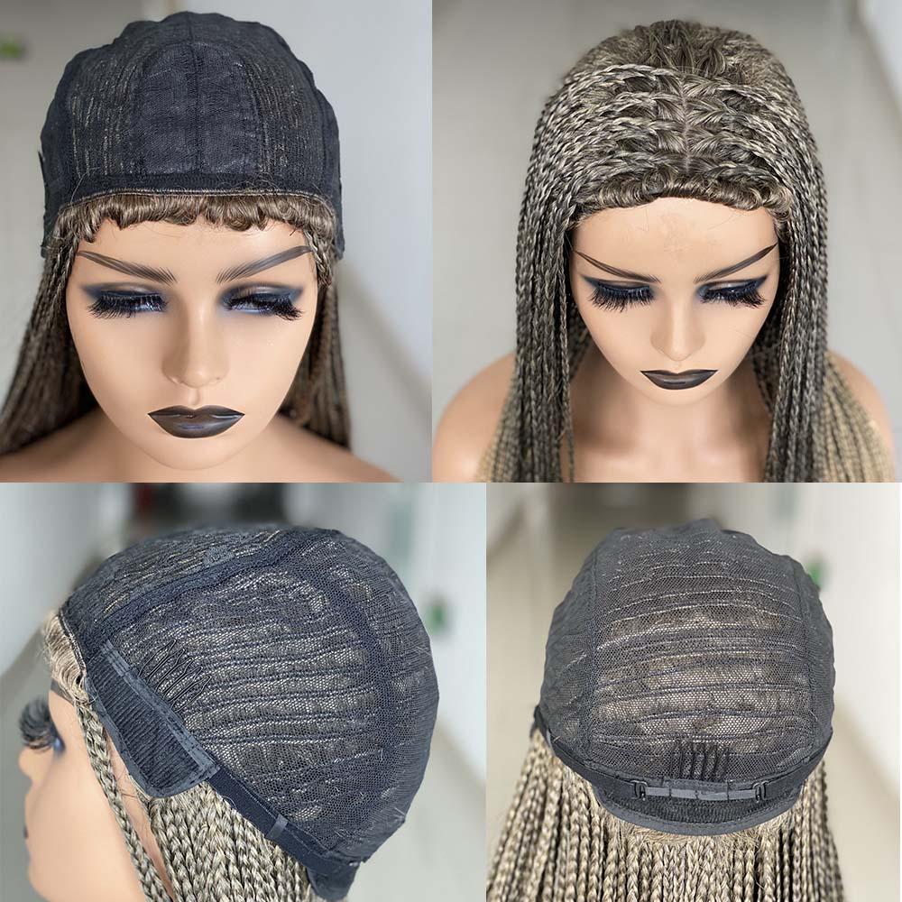 Black Mixed Blonde Micro Braids Wig Box Braided Wigs