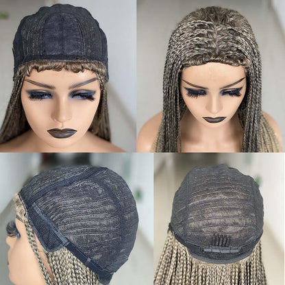 Black Mixed Blonde Micro Braids Wig Box Braided Wigs