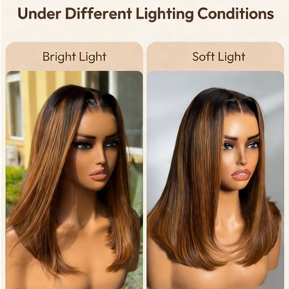 Glueless Brown Piano Highlight Bob Wig