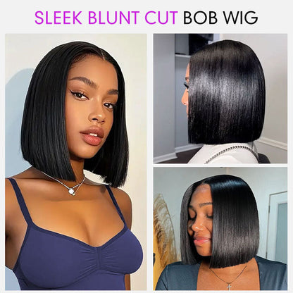 Straight Blunt Cut Bob Wig 2x6 Lace Closure 13x4 HD Lace Front Wigs For Women