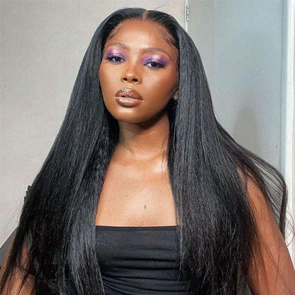 [Glueless Wig]  Hair Pre-cut Kinky Straight Glueless HD 6X4/4x4  Lace Closure 100%  Wig
